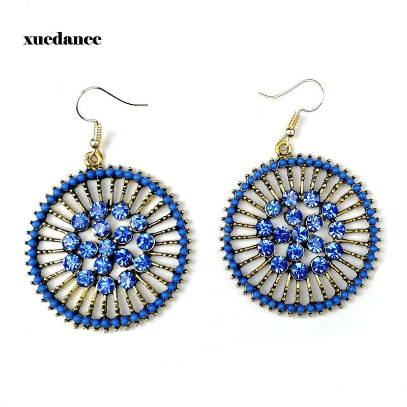 

Cross-border supply of foreign trade retro round flower Mosaic rhinestone outside the Mosaic small bead earrings