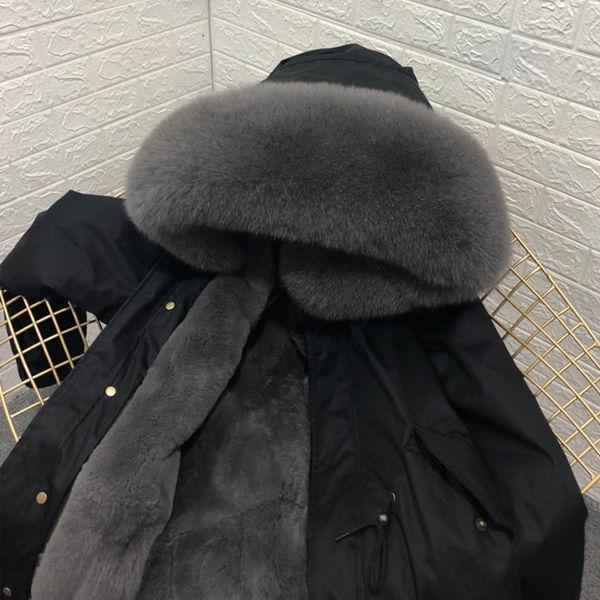 

Winter Men's Faux Fur Lining Overcoat Parkas Coat Hooded Black Gray Outwear Warm N45