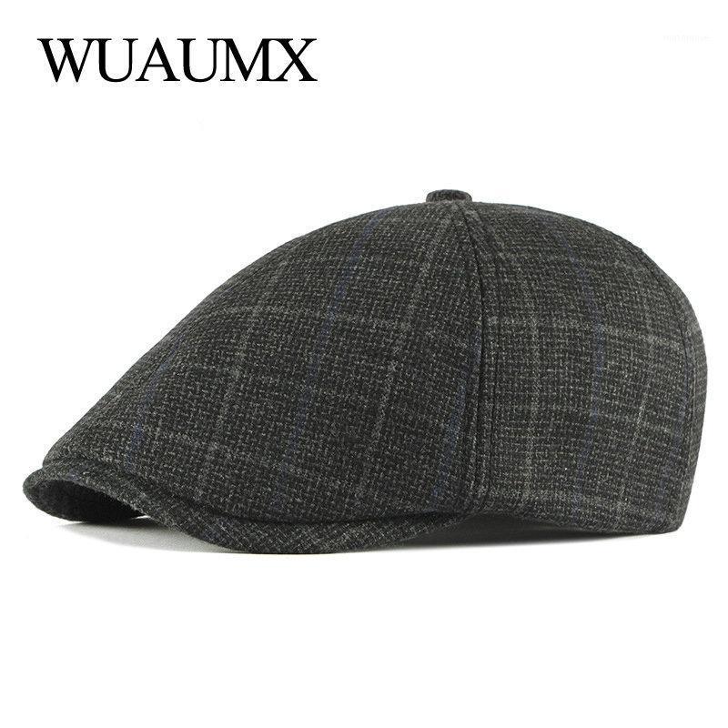 

Wuaumx Autumn Winter Beret Hats For Men Visor British Peaked Flat Ivy Cap Elderly Duckbill Hat Middle-aged Beret Cap casquette1, Black