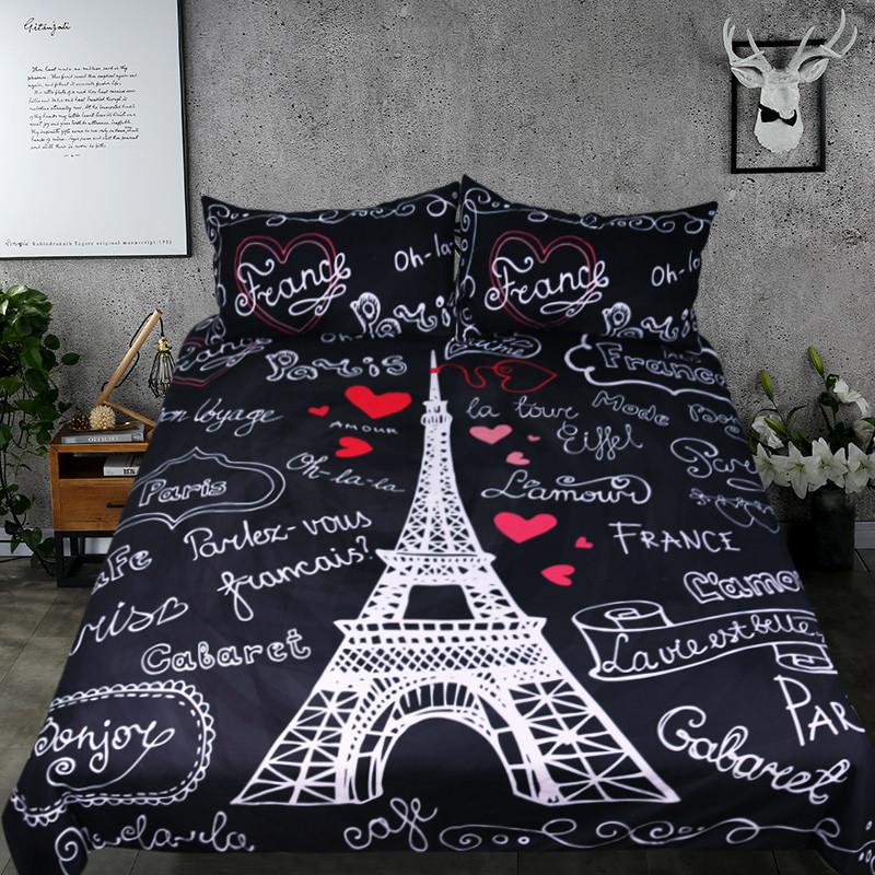 

Text Tower printing Bedding Sets,Duvet Cover Set&Pillowcase,100% Brushed Microfiber Bedclothes,Home Bedroom Decor Bed Set, As pic