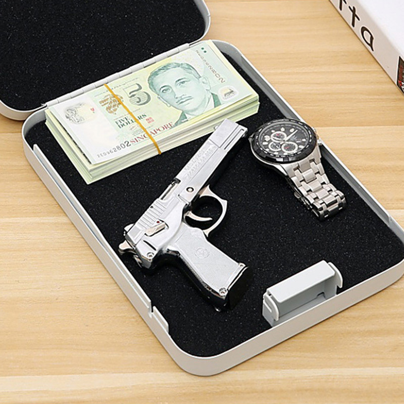 

Portable Car Pistol boxes Cash jewelry box safes Passwords Key type Birthday New Year Gifts For Valuables Q1130