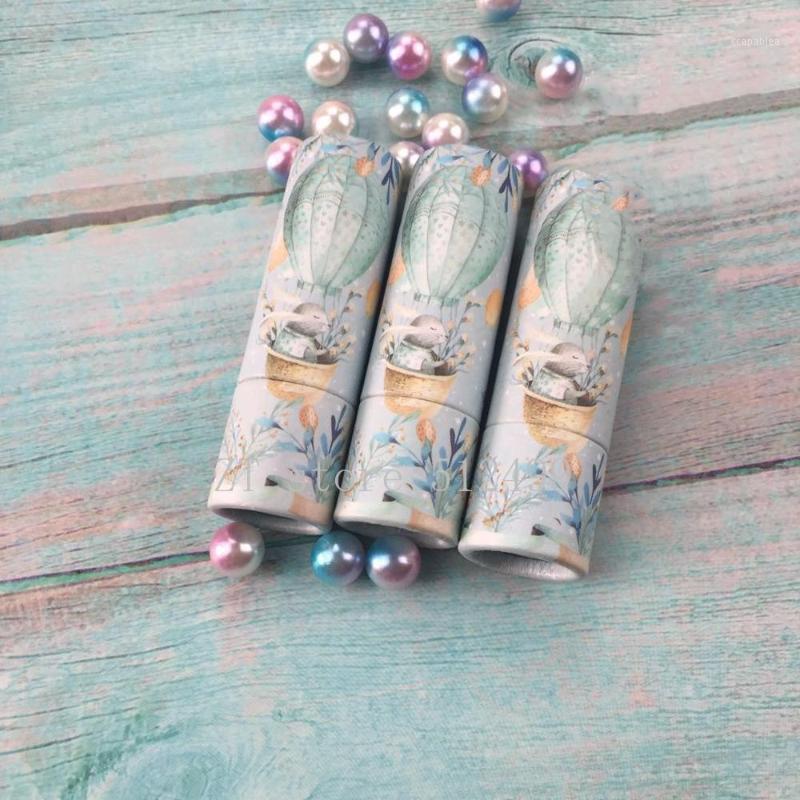 

12.1mm 5/10/30/50pcs Hot Air Balloon Blue Sky Round Paper Empty Lipstick Tube Lip Container Lipstick Shell Packaging1