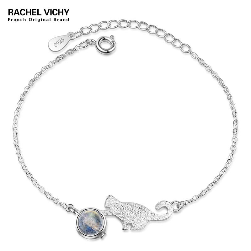 

RACHEL VICHY Women Lovely Cat Crystal Pendant Bracelet Ladies Lovely Silver Color Charm Bangles & Bracelets Jewelry Gifts SL073
