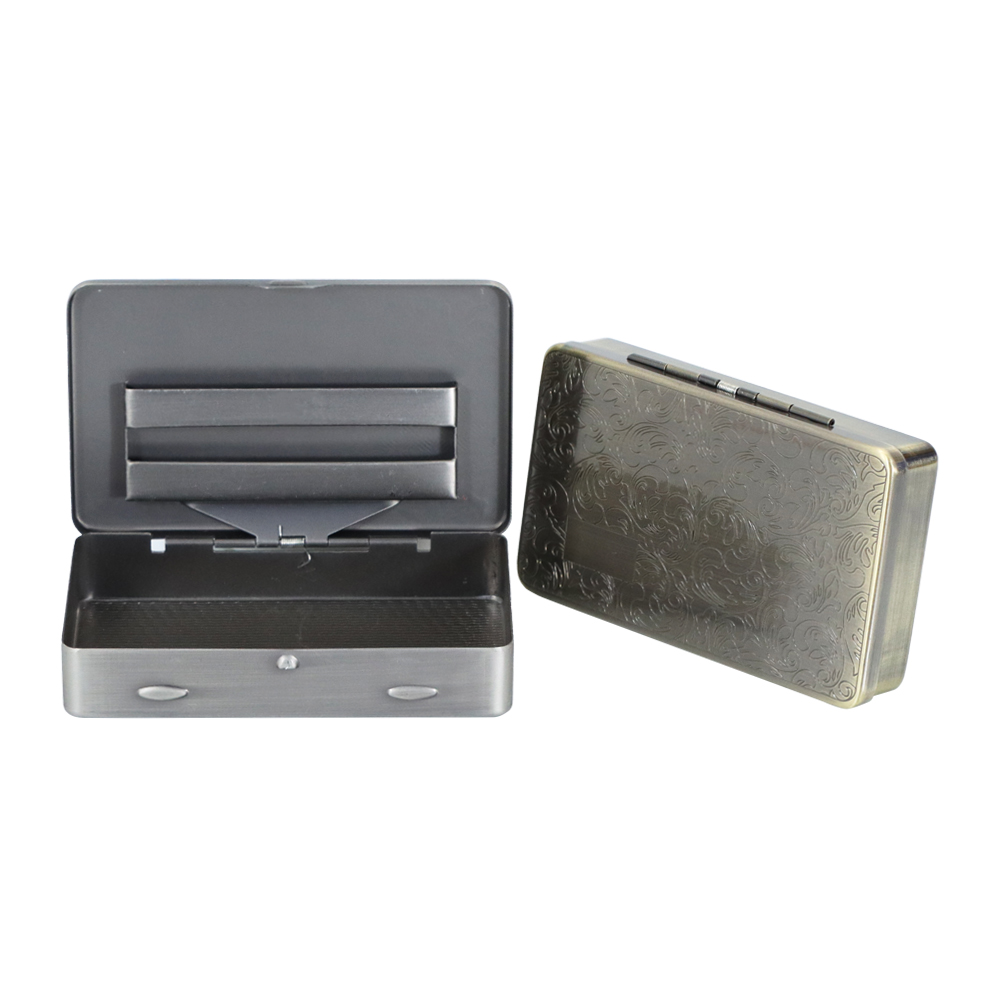 

HORNET 100*60mm Smoking Metal Tobacco Box 1PC Storage Pocket Size Cigarettes Case With 70mm Papers Holder Wholesale