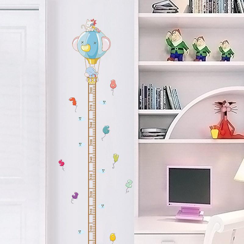

NEW animal Elephant Cat hot air balloon home decal height measure wall sticker kids baby nursery decor child growth chart