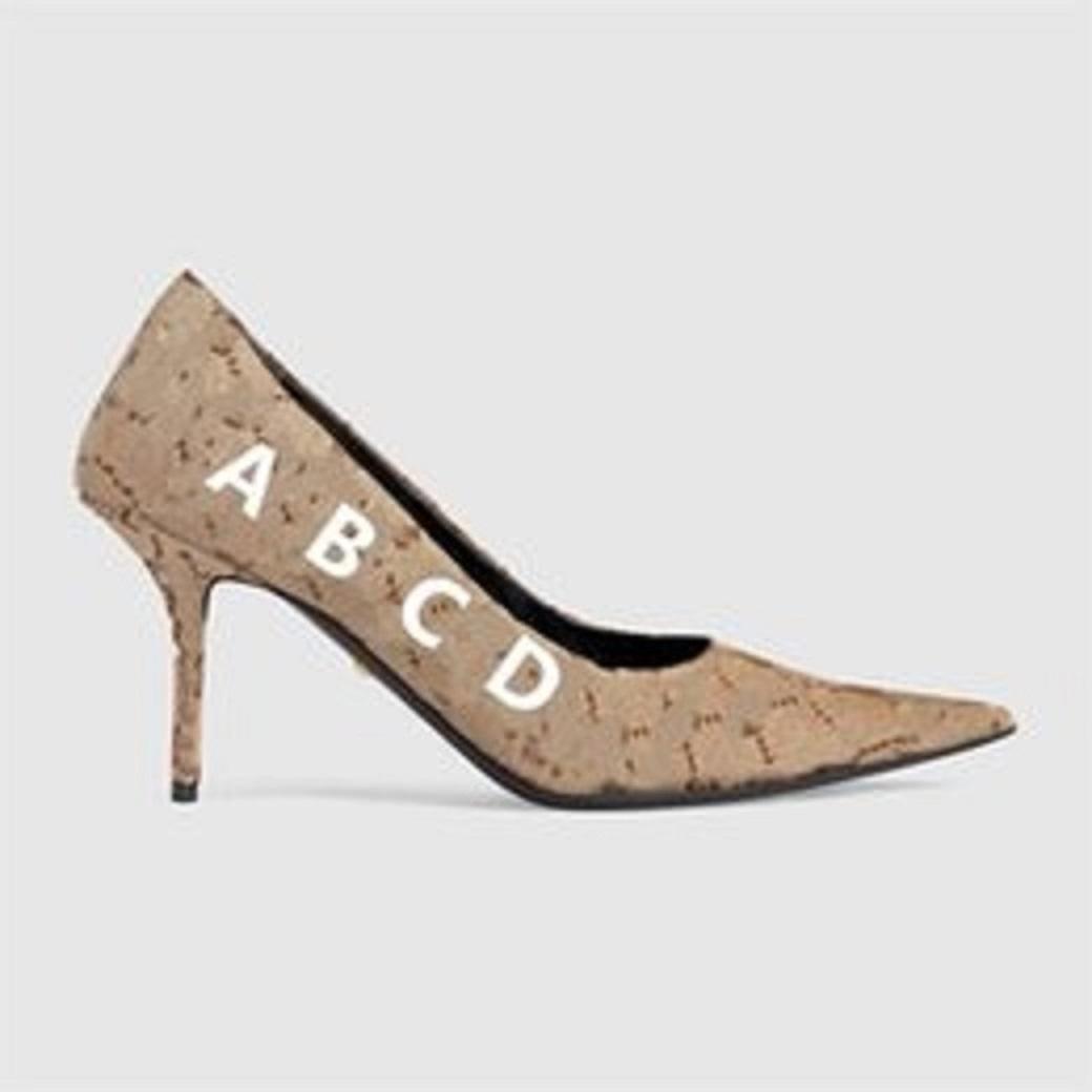 

2022 Woman's Knife Pump Sandals Fashion Print Flower Leather G and B Collaboration Lady Luxurys Designer Party Limited Edition Calfskin High Heel Sandal 35-42, Brown