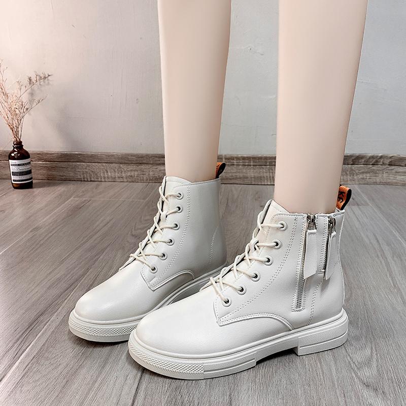 

Lolita Boots Shoes Round Toe Boots-Women Winter Footwear Low Rubber Autumn Mid-Calf Leather Elegant 2020 Mid Calf Rock