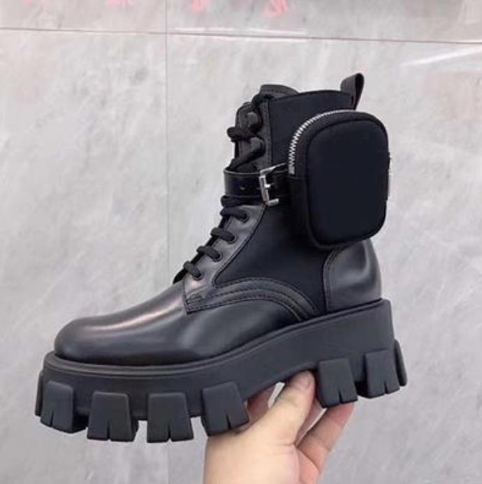 

Women Designers Rois Boots Ankle Martin Boots and Nylon Boot military inspired combat boots nylon bouch attached to the ankle with bags, Patent leather