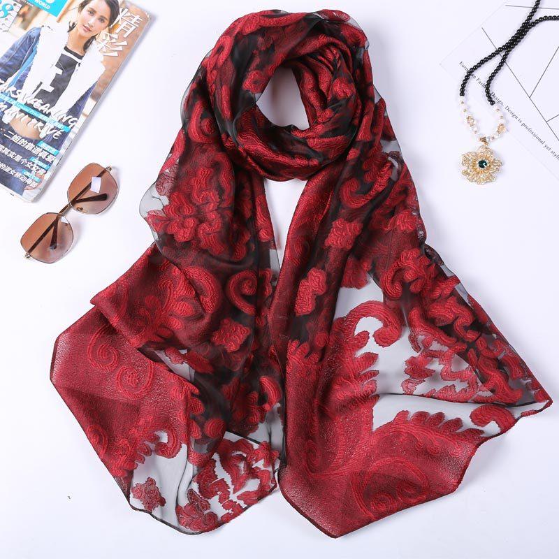 

Hot Selling 180*70 Silk Embroidery Floral Scarves Women Winter Shawls Hijab Lace Wrap Poncho For Euro USA