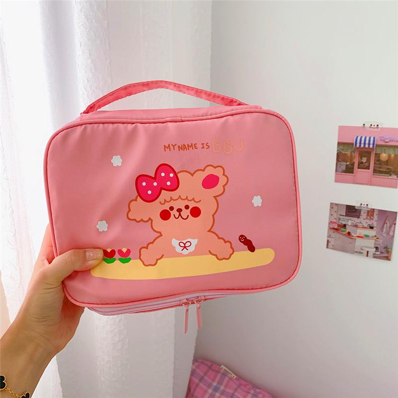 

New Bentoy Milkjoy Korea Ins Bear Cosmetic Cases Large Capacity Cute Student Bear Pencil Pen Bag Case Holder Makeup Storage Bag