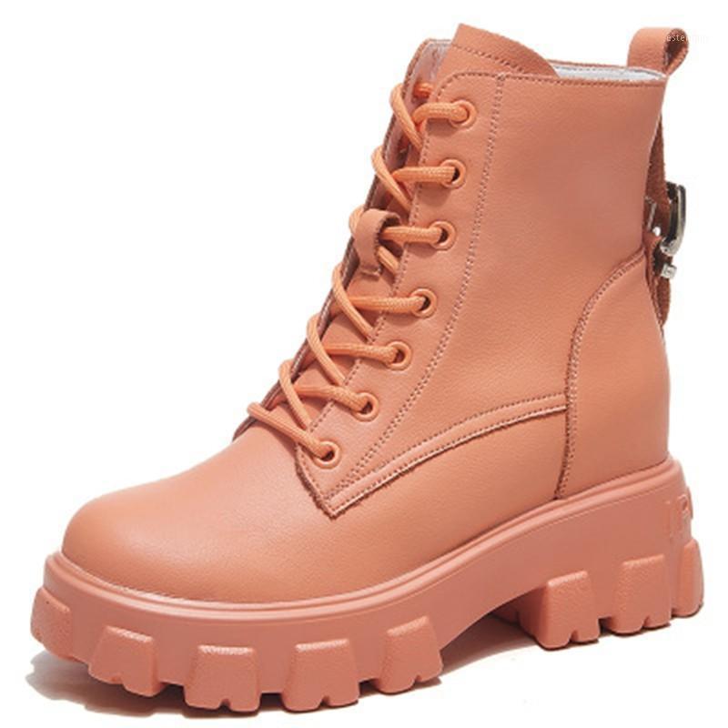 

RASMEUP Genuine Leather Side Zipper Women's Ankle Boots 2020 Fashion Style Women Platform Boots Ladies Trainers Footwear1, Black