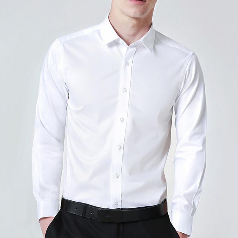 

Bopanku Fall white shirt men's long-sleeved long-sleeved dress fit professional plus velvet, As pic