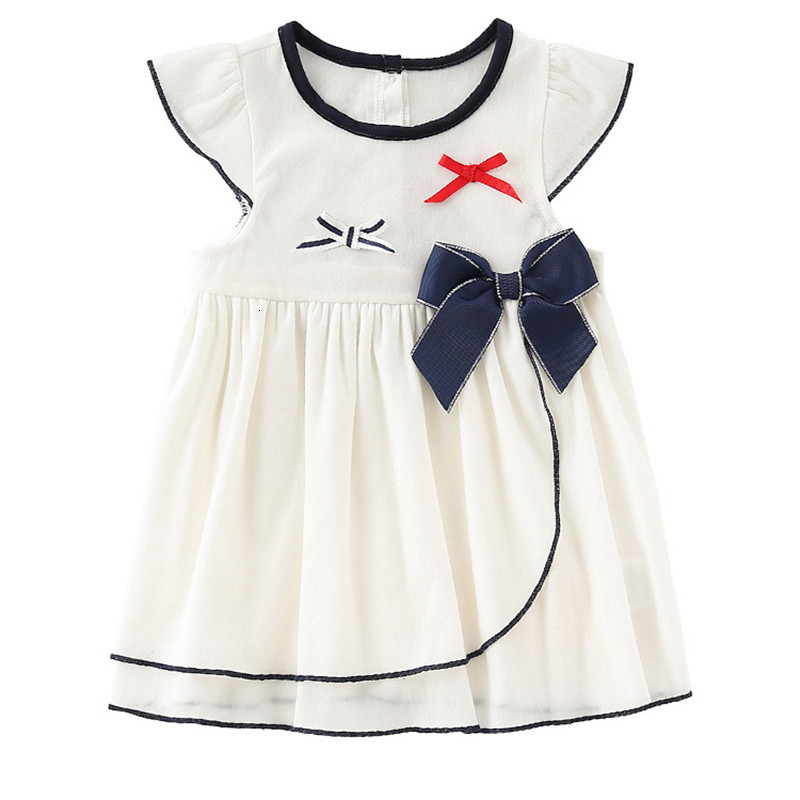 

2021 New Baby Girls Clothing Infant Toddler Sun Kids Es Outfit with Bowknot 0-2y S2ct, White