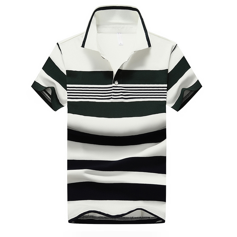 

2021 Summer New European Shirt Pole Striked Men Tag Top Quality Cloth Short Cotton Style Business 605 0L94, Green stripe