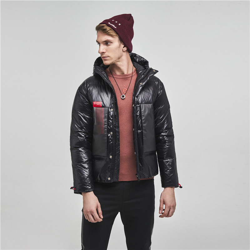 

2020 novo masculino com capuz de inverno grosso e quente jaqueta menino casual 80% pato branco para baixo, As picture