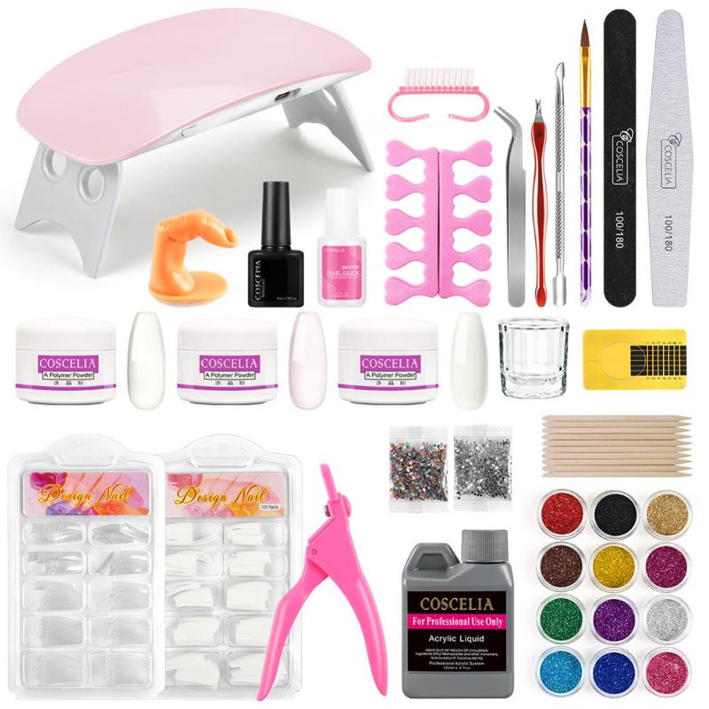 

COSCELIA Acrylic Nail Kit With Lamp Nail Drill Machine All For Manicure Gel Kit Acrylic Powder Liquid Art Tools