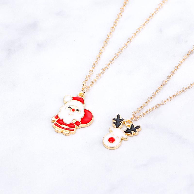 

Santa Claus and elk Necklaces for 2 best buds BFF Necklace for Best Friend big lil sis necklace friendship Gift sister Jewelry