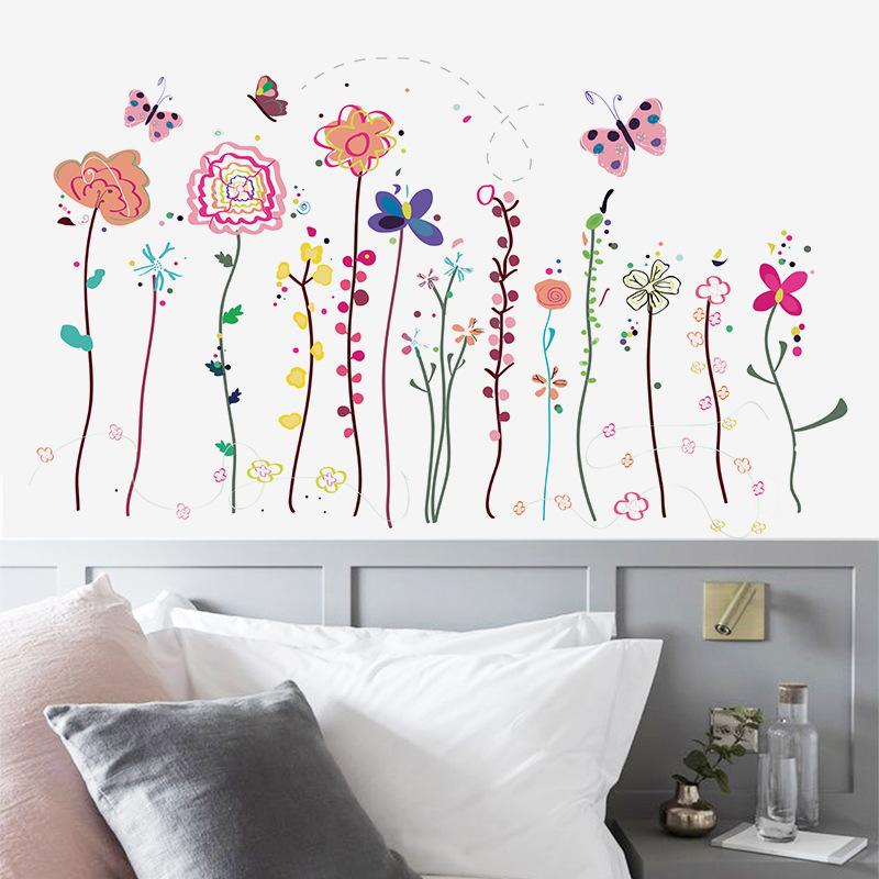 

Multicolor Flowers Wall Stickers for Wall Decor Living room Bedroom Tile Decals PVC Wallpaper Sticker for Room Decor Home
