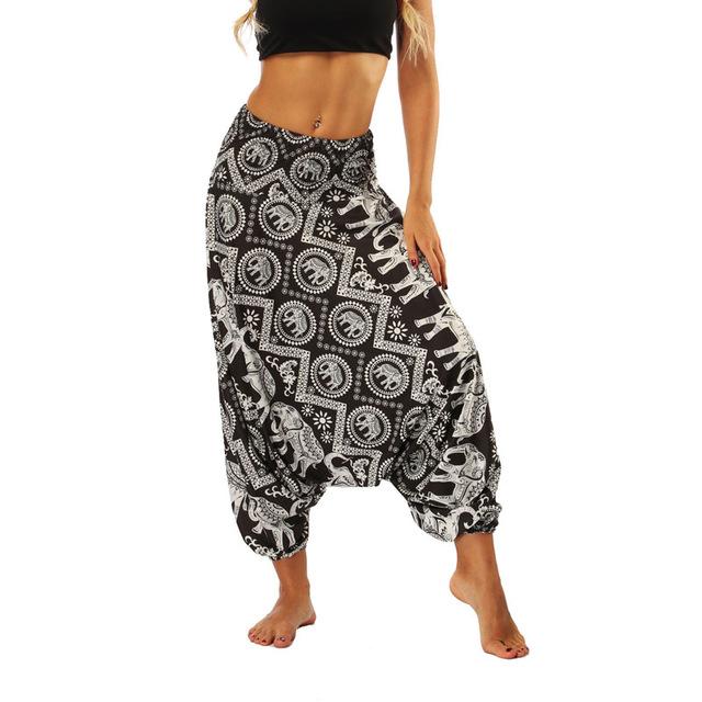 

Yoga Dance Printed Harem Trousers High Waist Loose Comfy Bloomers Quick Drying Breathable Bodybuilding Sports Fitness Clothes, Kt004