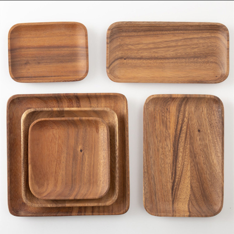 

2021 New Wooden Plates Storage Food Cake Fruit Dishes Saucer Dessert Dinner Bread Pizza Tray for Tea Coffee So1z