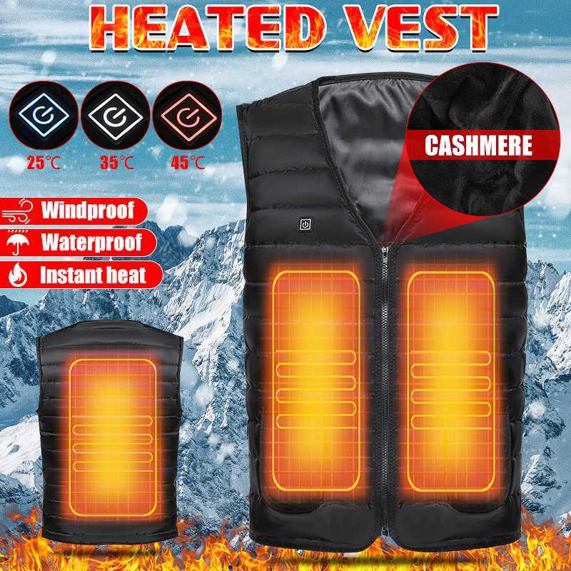

4XL Men Women Autumn Winter Cotton Heated Vest USB Infrared Electric Heating Vest Waistcoat Outdoor Thermal Warm Heated Jacket 210204, Beige