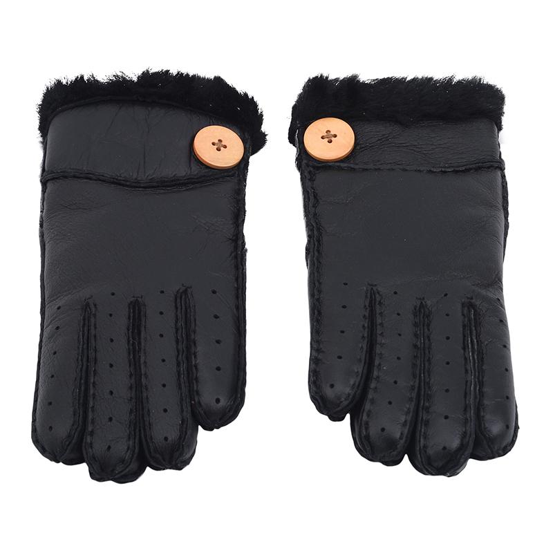

Fur Button Gloves Winter Thick Gloves Women Fur Mitten Ladies Warm Outdoor PU Leather Girls Windproof Warm Mittens