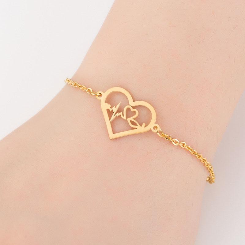 

heart bracelet gifts for women accessories stainless steel bracelets women's gold bracelets for women chain on hand punk jewelry