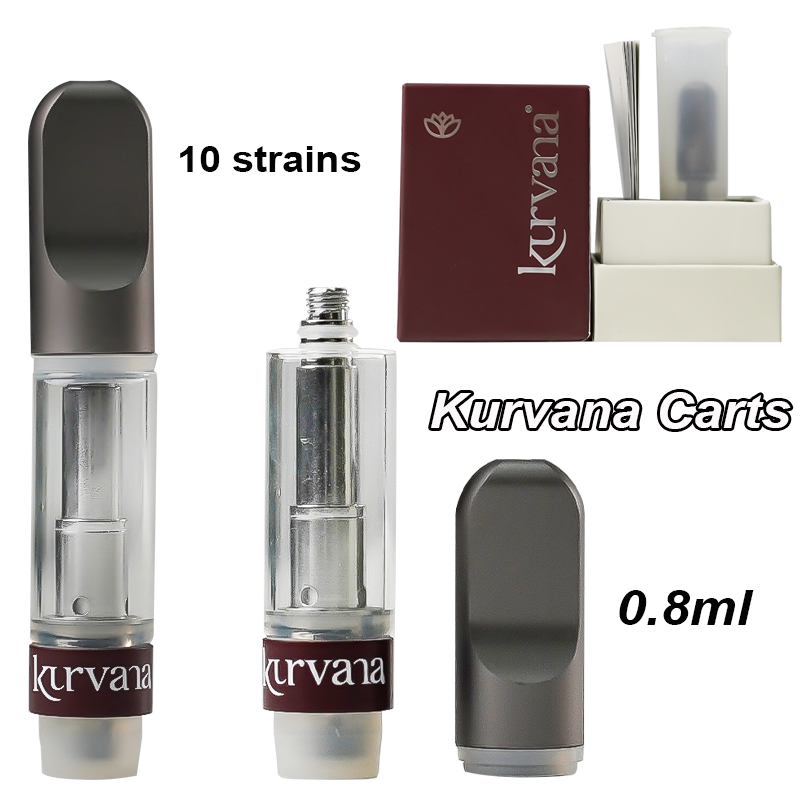 

Kurvana Vape Cartridges Packaging 0.8ml Kuvana Carts Screw on Tip Oil Vaporizer Wax Atomizers Ceramic Coil Cartridge Empty 510 Thread