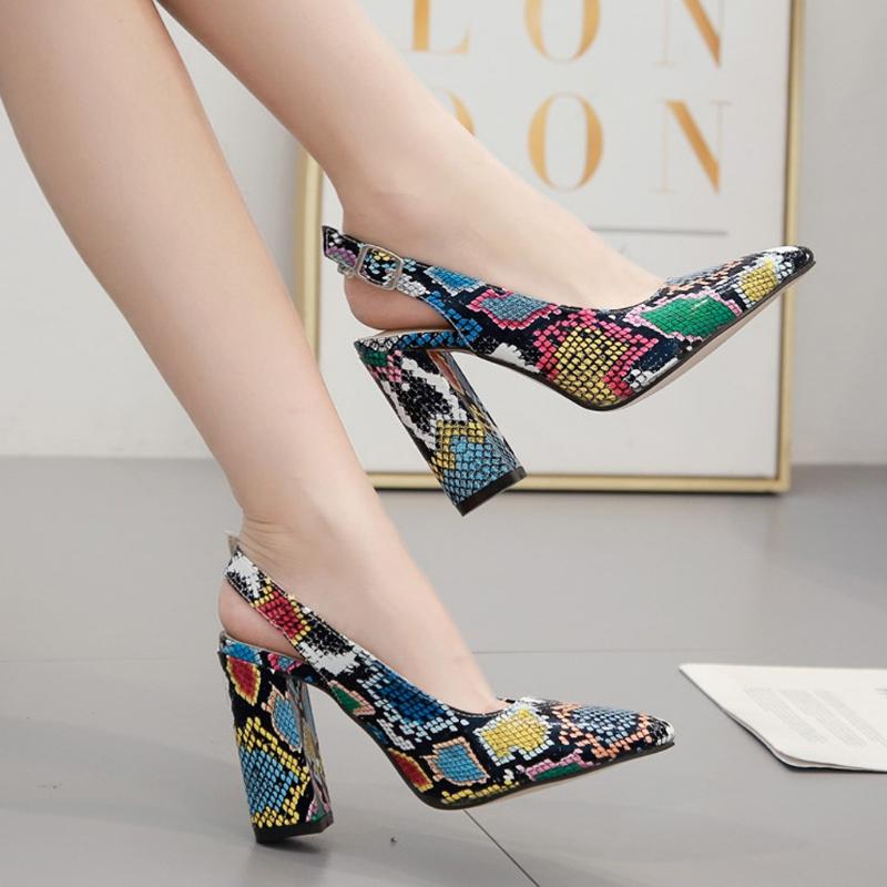 

Women's Snake Pointed Square High Heels Wedding Shoes Woman 2020 Summer Shoes High Buty Damskie Letnie Szpilki #3, Camouflage
