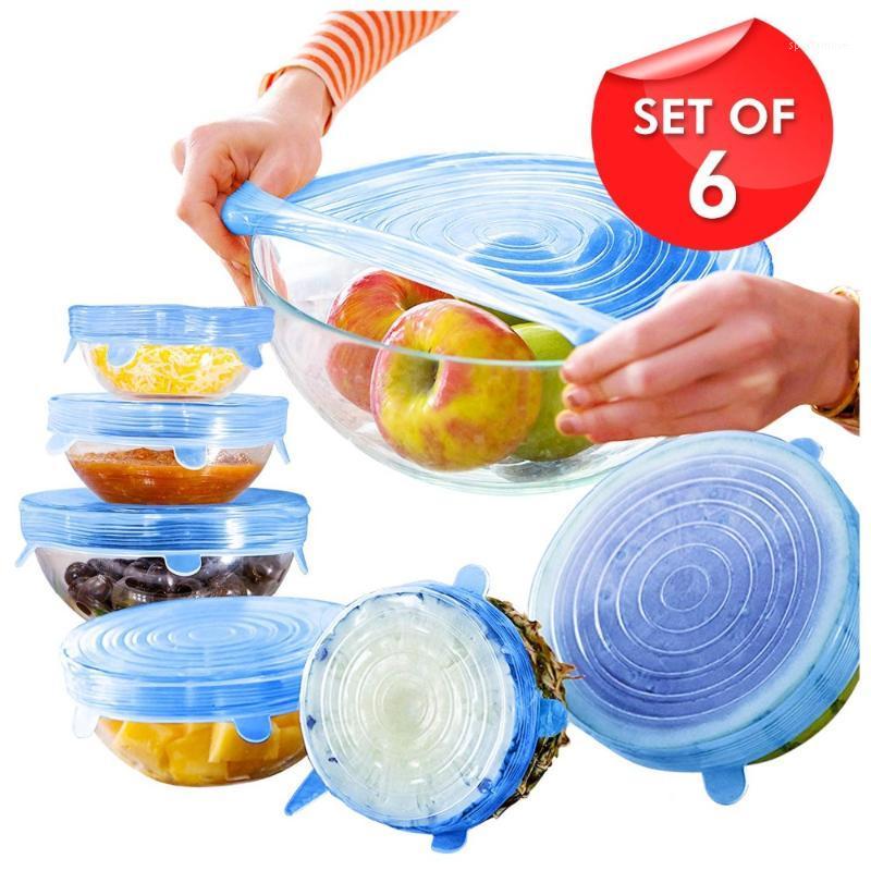 

6pcs/set Silicone Lids Durable Reusable Save Cover Heat Resisting Fits All Sizes and Shapes of Containers kitchen tool1