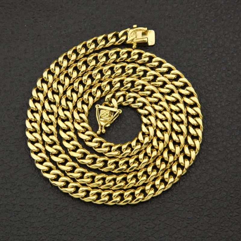 

Never Fade 8mm/10mm/12mm/14mm Stainless Steel Cuban Chain Necklace Waterproof Men Link Curb Chain Gift Jewelry Length