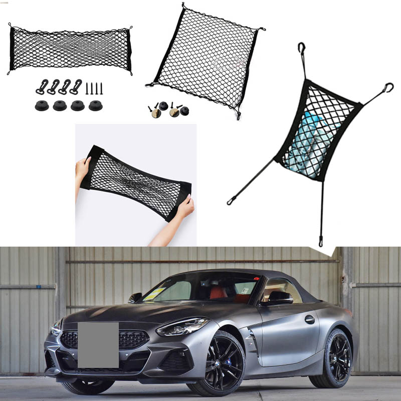 

For BMW Z4 Model Auto Car Black Rear Trunk Cargo Baggage Organizer Storage Nylon Plain Vertical Seat Net