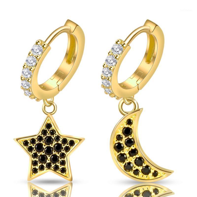 

New Fashion Shiny Women's Earrings 2020 Star And Moon Hoop Earrings Set Gifts for The New Year Women Girls Trendy Female Jewelry1