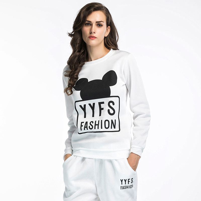 

Apressado Panda O-pescoo New Kpop Completo Unicrnio Moleton Feminino Inverno Primavera Fundo Impresso Pullover Mulher Jaqueta de Manga FFMT, Black