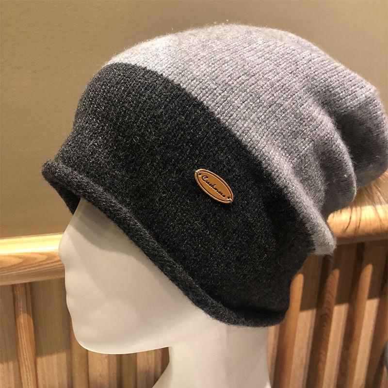 

Naizaiga 100% cashmere patchwork ball gray camel causal men and girl hat JRSM612
