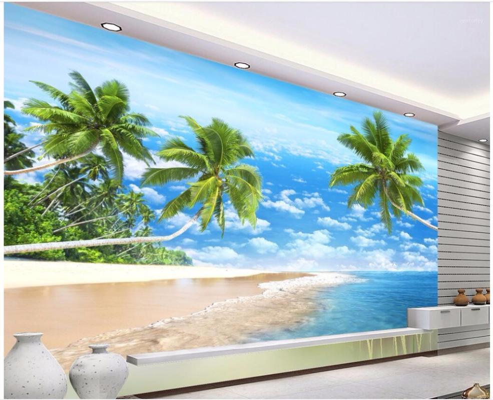 

Custom photo 3d wallpaper Beautiful beach landscape background wall home improvement room 3d wall murals wallpaper for walls 3 d1, As pic