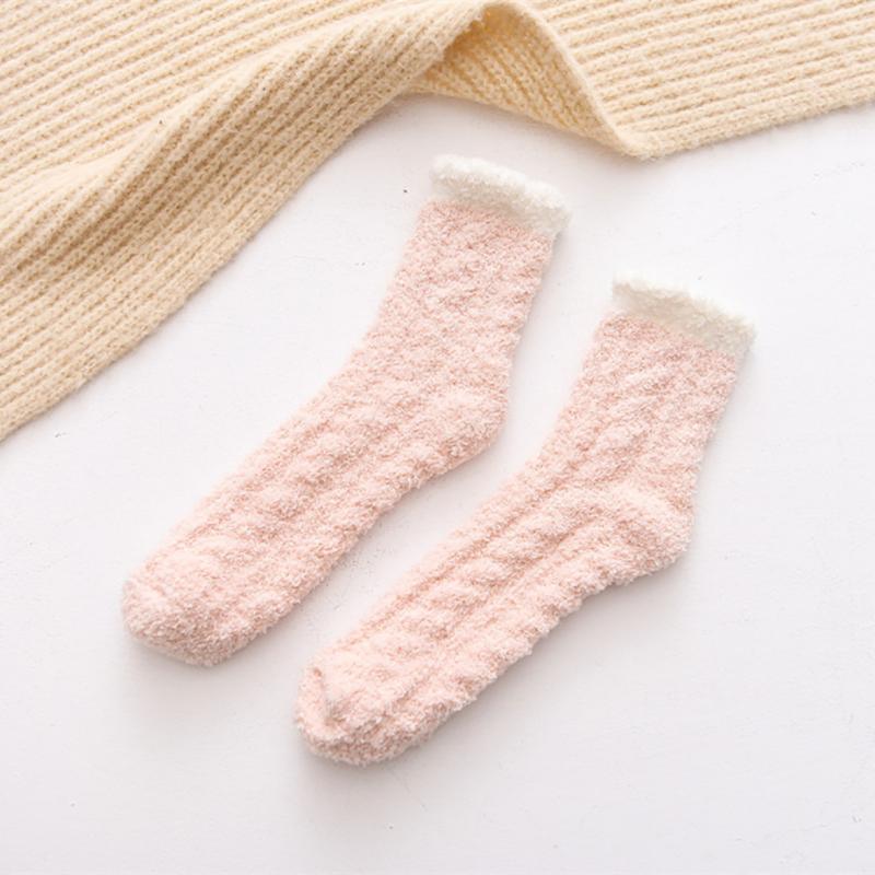 

3 Pairs Floor Indoor Home Fluffy Fuzzy Sleeping Cute Plush Elastic Winter Warm Bed Casual Soft Daily Cozy Women Socks, White