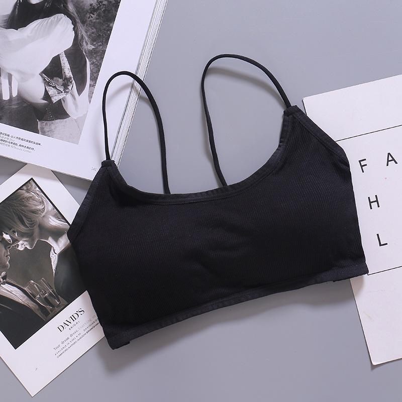 

Female Wireless Bra Padded Tops Women Push Up Underwear Bralette Sexy Lingerie Strap Bras, Black