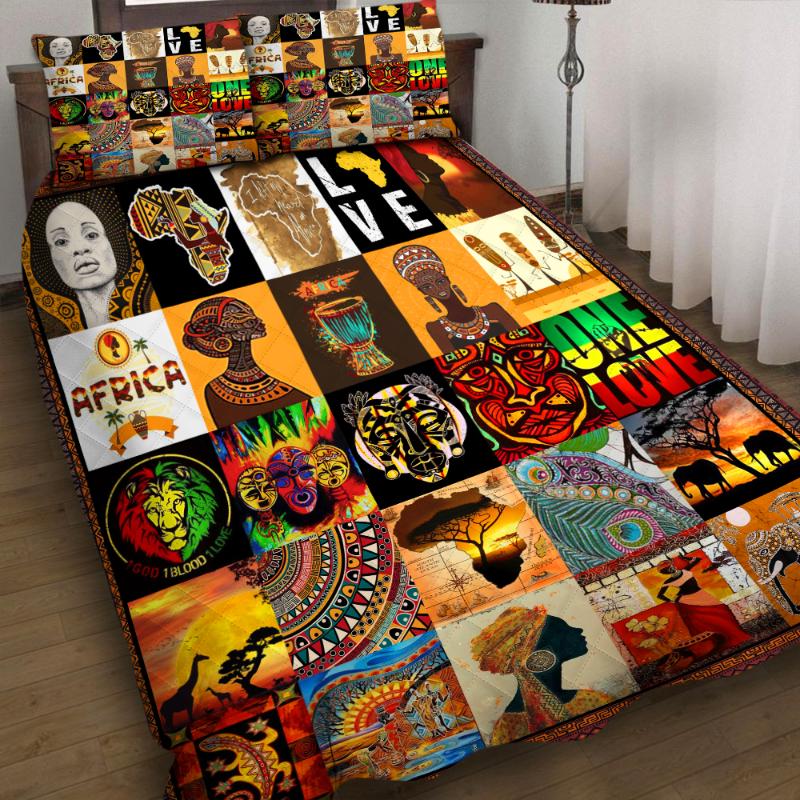 

Comforters & Sets African Girl Love Africa Customs3pcs Quilt Pillowcase Birthday Gift Bedding Set Quilted Duvet Cover Bed Home Textiles