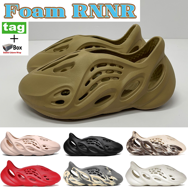 

With box Fashion Slippers Foam RNNR slide shoes Ochre MX Cream Clay Moon Sand Grey Triple Black White Mineral Blue men women sandals Vermillion sneakers, Bubble wrap packaging