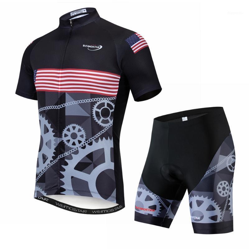

USA 2020 Men Cycling Jersey Summer Short Sleeve Set Maillot shorts Bicycle Clothes uniform Sportwear Shirt Clothing Suit1, As pic