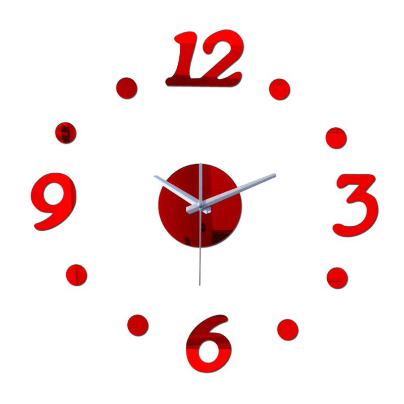 

new real special diy abs plastic room clocks watch Mirror wall clock quartz circular brief acrylic needle