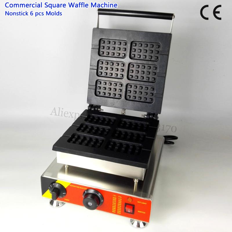 

Lolly Waffle Machine Commercial Waffle Baker 6 Molds Card Shape Stainless Steel 110V 220V 1500W 506