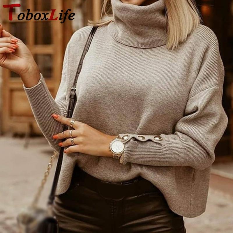 

Winter Women Turtleneck Sweaters Plus Size Solid Fashion Autumn Pullovers Sweater For Woman Knitted Female Clothes Tops 2020, Blue