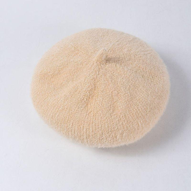 

Lady Woman Wool Vintage Berets Caps Female Solid Color Painter Style Warm Bonnet, Pink