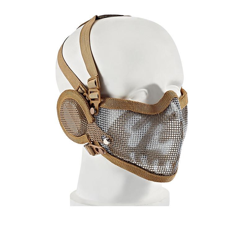 

Tactical Mask Half Face Protective Masks With Ear Protection For CS Game Breathable steel Wire, Green