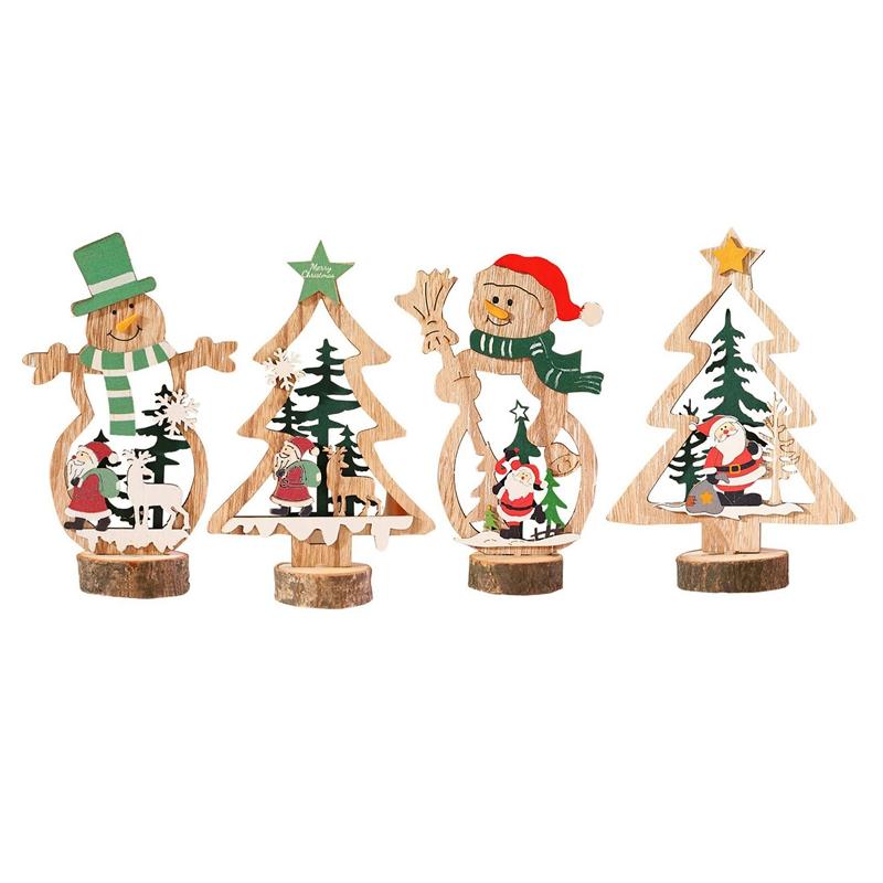 

Big deal 4 Pcs Mini Christmas Trees Wooden Assembled Table Top Decorations for Christmas Display Table Top Window DIY Home Decor