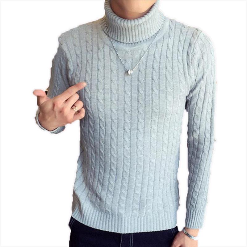 

Ropa De Hombre Winter Male Turtleneck Twist Pattern Sweater Knit Korean Style Casual Teens Pullover Slim Sweaters Vetement Homme, Beige