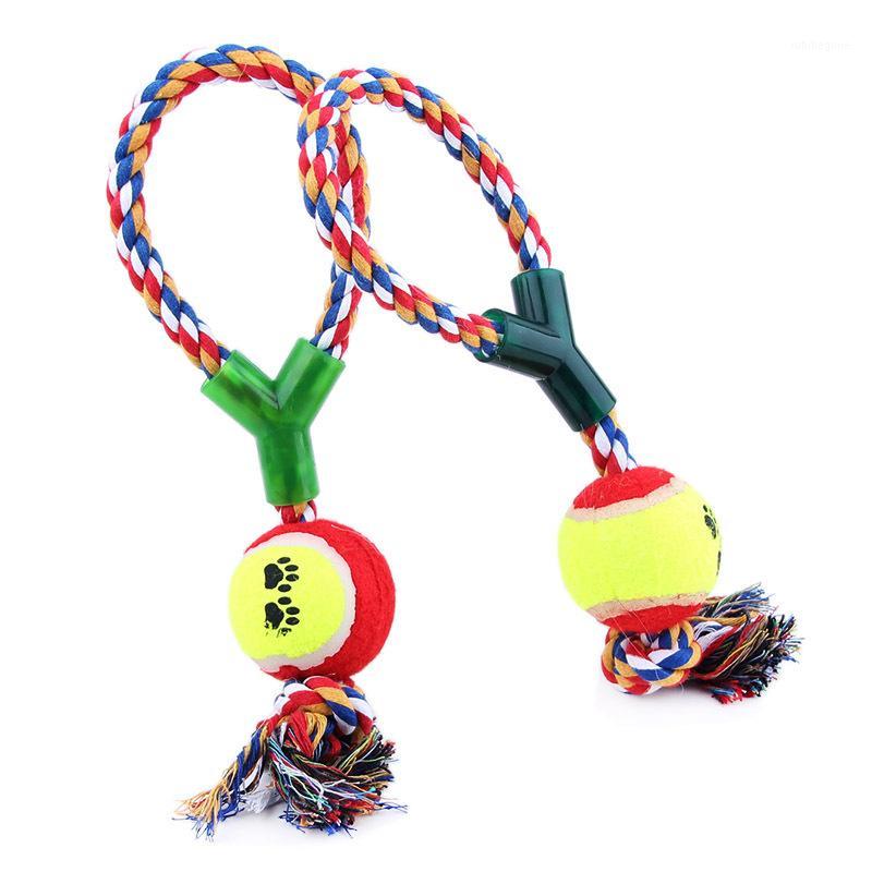 

2018 New Dog Toys Cotton Rope Y Word Single Ball Pet Dog Training Toys Durable Small Or Big Tennis Toy Free Shipping1