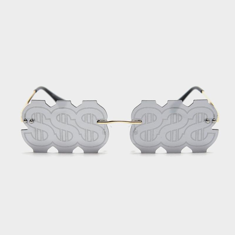 

Fashion Vintage Rimless Sunglasses Women Men 2020 Design Mirror Personality Punk USD Patterned Sun Glasses UV4001